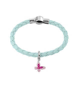 Браслет из кожи и подвеска из металла c родиевым покрытием и кристаллами 5060 руб. Swarovski.