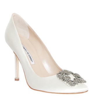 Туфли из кожи и атласа с декором из металла с кристаллами Swarovski 49thinsp000 руб. Manolo Blahnik.