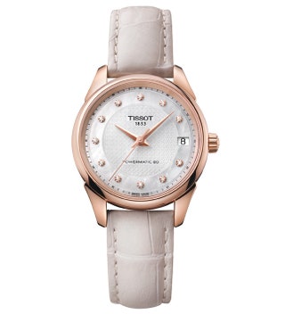 Часы из золота с бриллиантами на кожаном ремешке 146 650 руб. Tissot.