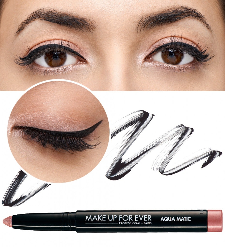 Подводка Ink Liner 1 1450 руб. и тени в карандаше Aqua Matic ME54 1200 руб.  все от Make Up For Ever.