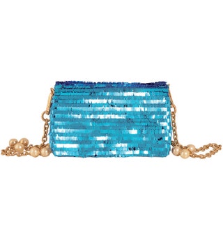 Сумка из атласа с декором из металла и пайеток 8000 руб. Tosca Blu