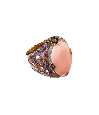 Кольцо из позолоченного серебра с розовым опалом топазами и аметистами 70 000 руб. Axenoff Jewellery