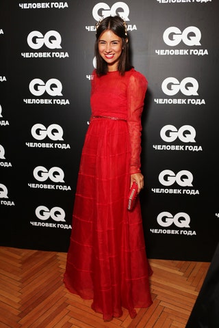 Наталья Гольденберг на церемонии «Человек года GQ» в красном платье Valentino