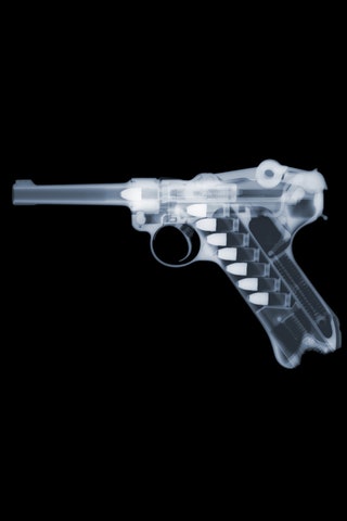 Рентгеновский снимок пистолета британского художника Ника Визи.
