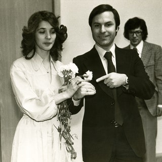 Во время  регистрации  с Родионом  Нахапетовым  1976 год.