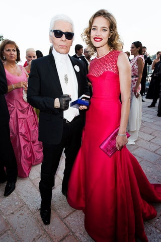 Карл Лагерфельд и Наталья Водянова в Dior на благотворительном балу в Монако