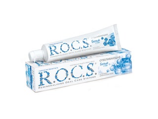 R.O.C.S. зубная паста «Белый стих» отбеливающая 75 мл 270 руб. Массовая доля абразивного вещества — 364