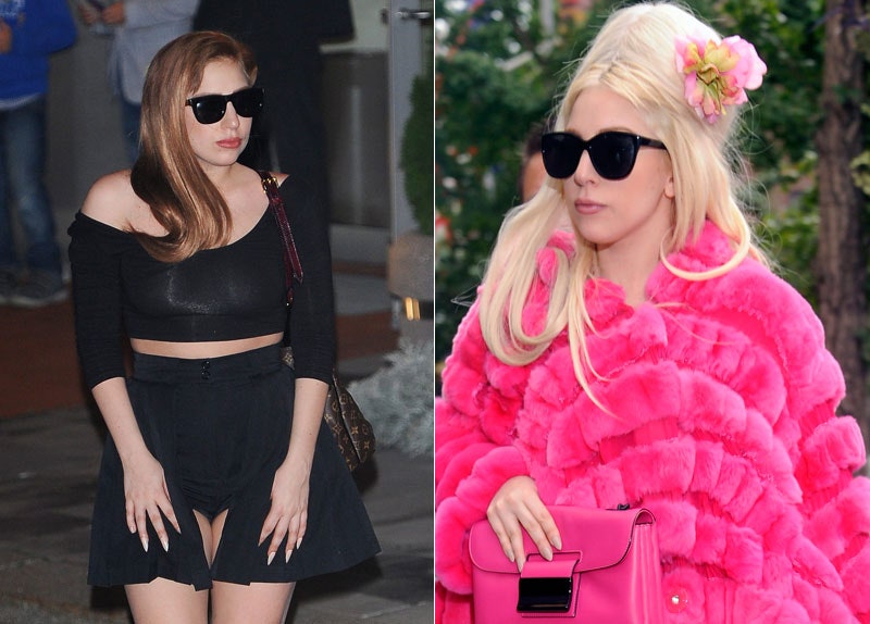До и после Леди Гага только недавно была блондинкой но решила покраситься в темный цвет