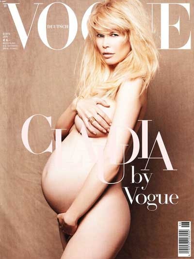 Беременная Клаудия Шиффер на обложке немецкого Vogue