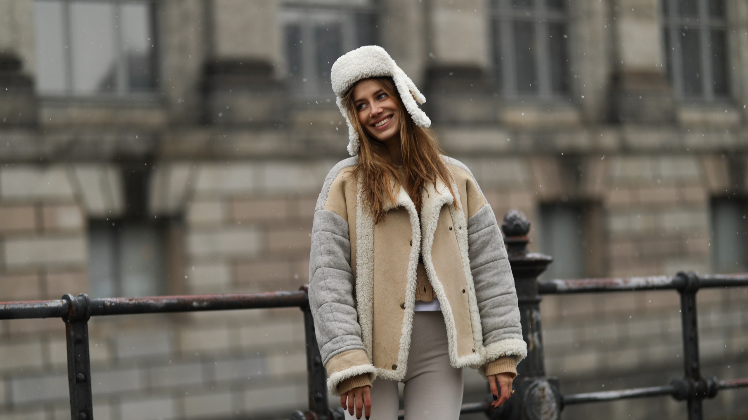 BERLIN GERMANY  JANUARY 11 Nicole Poturalski wearing Dior bag Urban Outfitters pants Chloe jacket and Ruslan Baginskiy...